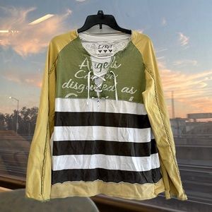 Y2K E-boy E-girl Rocker Grunge Indie Striped Long Sleeve Casual Raglan Shirt